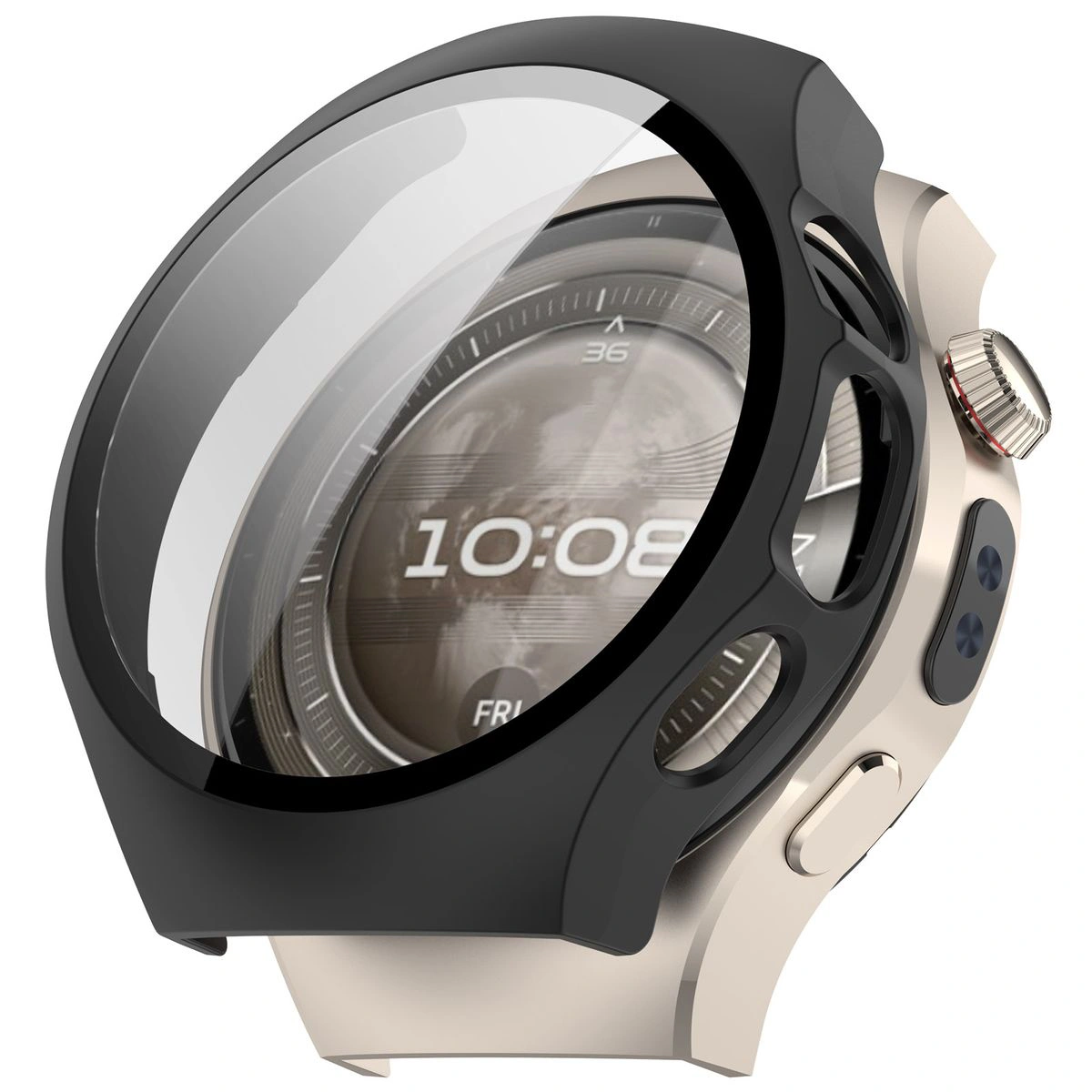 Wizualizacja nakładania etui Bizon Case Watch Adamo do Huawei Watch 5 46 mm
